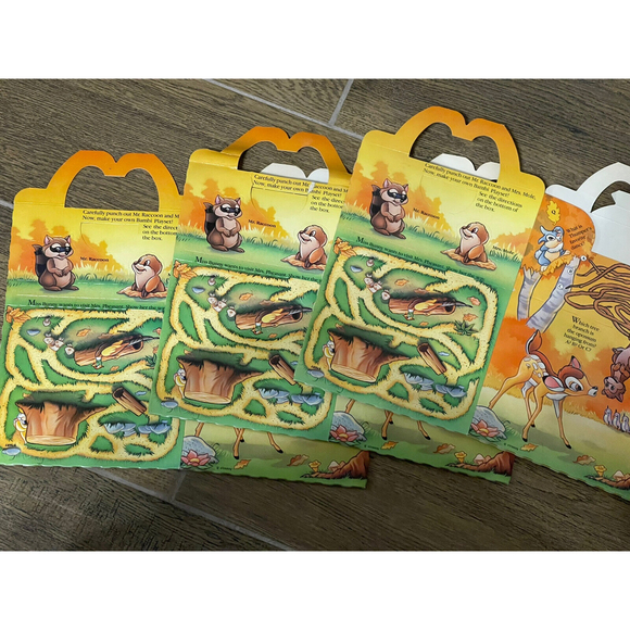 Lot Of 11 1988 Vintage McDonald's Walt Disney's BAMBI Happy Meal Box Rare Party - Picture 7 of 8